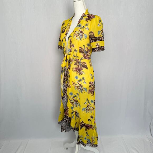 Le Superbe Tropical Chiffon Kimono Duster Robe Dress, Size 2 - Picture 4 of 11